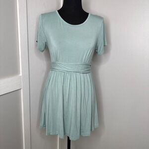 Mint‎ Green Short Sleeve Top S Soft Stretchy Flowy Cinched Waist